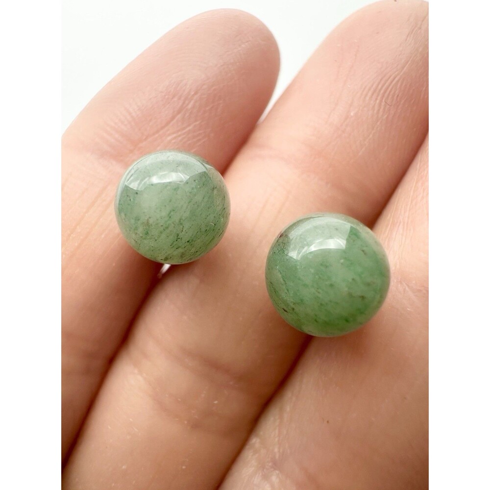 Vintage 8mm Aventurine Pierced Stud Earrings